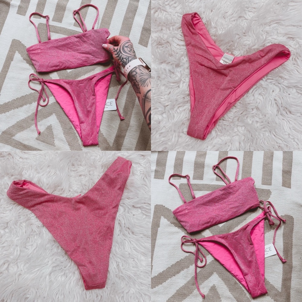 L*space Barbie glitter pink bikini 3 piece bundle set lot